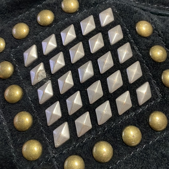 Ugg Avondale Black Suede Boots Diamond Gold and Silver Metal Studs inside zip - Picture 16 of 16